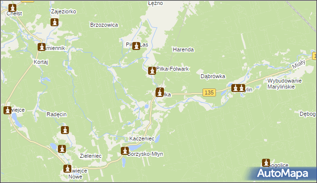 mapa Piłka gmina Drawsko, Piłka gmina Drawsko na mapie Targeo