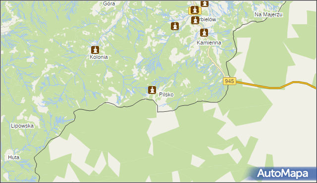 mapa Pilsko gmina Jeleśnia, Pilsko gmina Jeleśnia na mapie Targeo