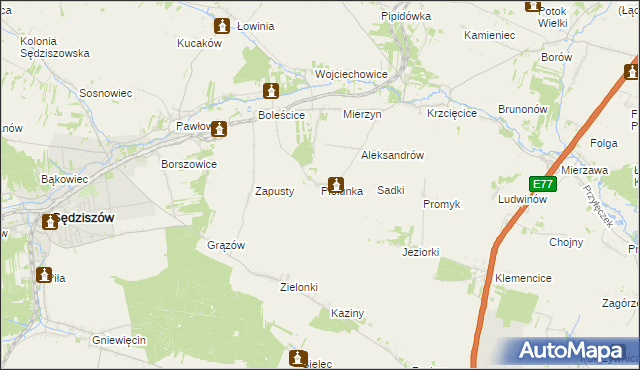 mapa Piołunka, Piołunka na mapie Targeo