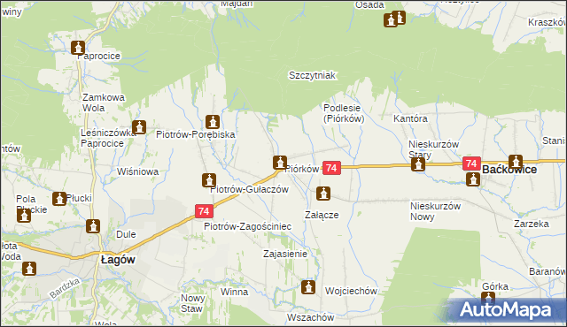 mapa Piórków, Piórków na mapie Targeo