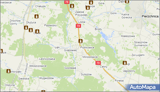 mapa Piotrkowice gmina Chmielnik, Piotrkowice gmina Chmielnik na mapie Targeo