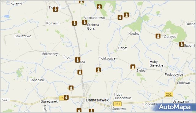 mapa Piotrkowice gmina Damasławek, Piotrkowice gmina Damasławek na mapie Targeo