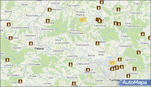 mapa Piotrkowice gmina Tuchów, Piotrkowice gmina Tuchów na mapie Targeo
