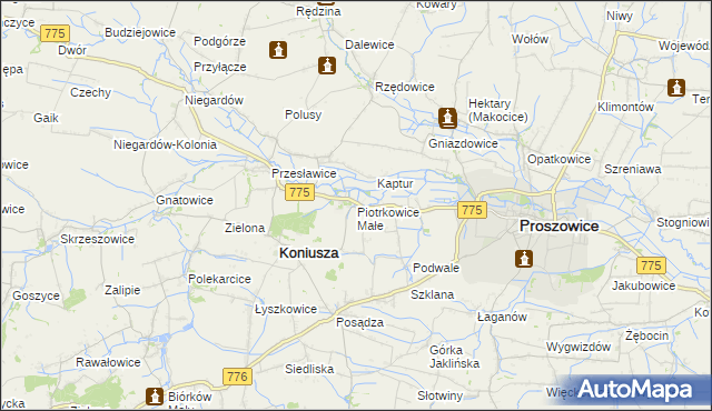 mapa Piotrkowice Małe, Piotrkowice Małe na mapie Targeo