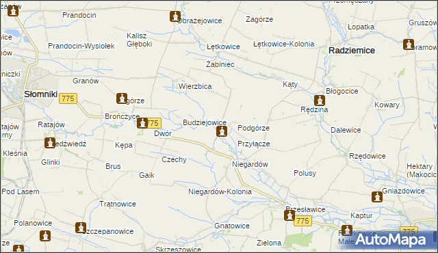 mapa Piotrkowice Wielkie, Piotrkowice Wielkie na mapie Targeo