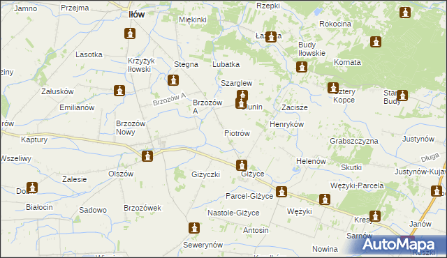 mapa Piotrów gmina Iłów, Piotrów gmina Iłów na mapie Targeo