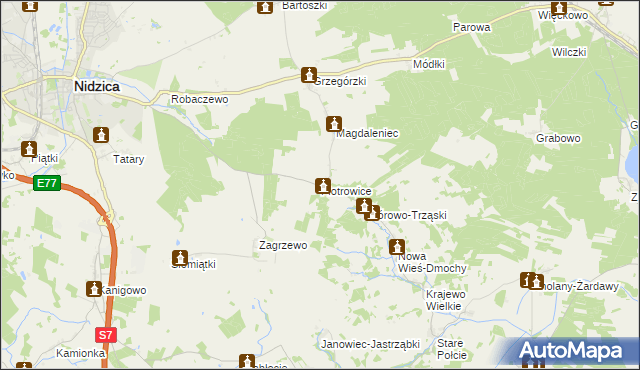 mapa Piotrowice gmina Nidzica, Piotrowice gmina Nidzica na mapie Targeo