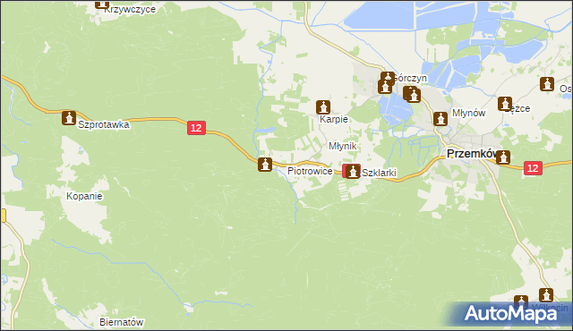 mapa Piotrowice gmina Przemków, Piotrowice gmina Przemków na mapie Targeo