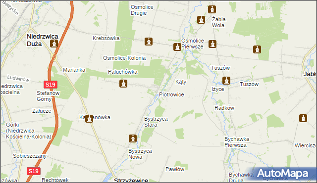 mapa Piotrowice gmina Strzyżewice, Piotrowice gmina Strzyżewice na mapie Targeo