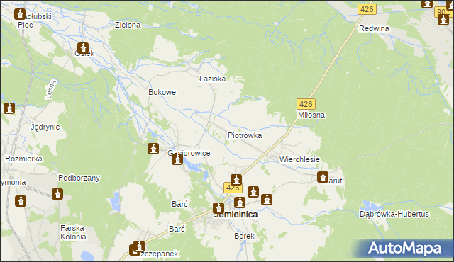 mapa Piotrówka gmina Jemielnica, Piotrówka gmina Jemielnica na mapie Targeo