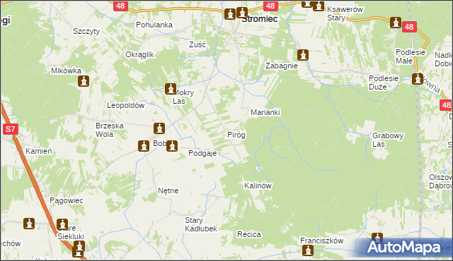 mapa Piróg gmina Stromiec, Piróg gmina Stromiec na mapie Targeo