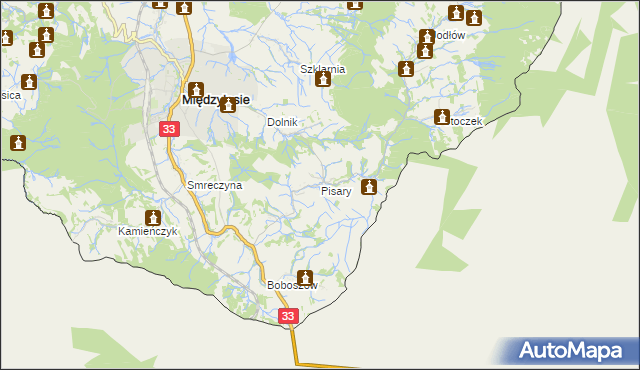 mapa Pisary gmina Międzylesie, Pisary gmina Międzylesie na mapie Targeo