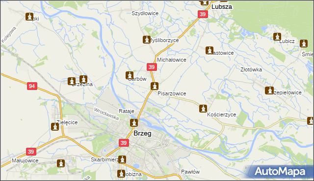 mapa Pisarzowice gmina Lubsza, Pisarzowice gmina Lubsza na mapie Targeo