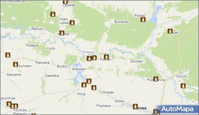 mapa Pisklaki, Pisklaki na mapie Targeo