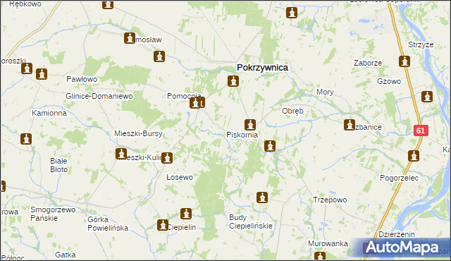 mapa Piskornia gmina Pokrzywnica, Piskornia gmina Pokrzywnica na mapie Targeo