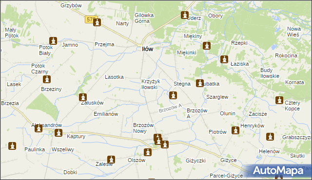 mapa Piskorzec gmina Iłów, Piskorzec gmina Iłów na mapie Targeo