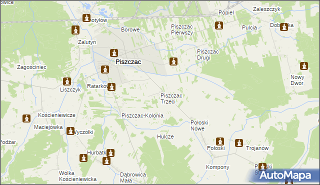 mapa Piszczac Trzeci, Piszczac Trzeci na mapie Targeo