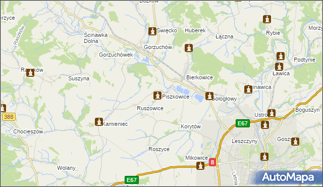 mapa Piszkowice, Piszkowice na mapie Targeo