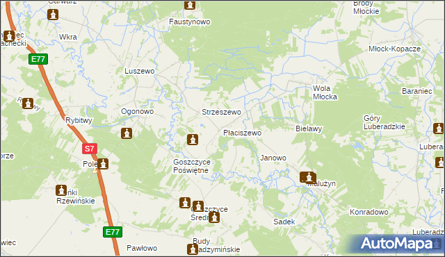 mapa Płaciszewo, Płaciszewo na mapie Targeo