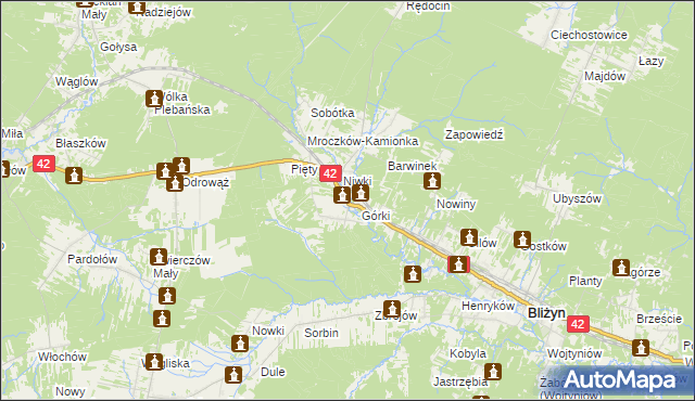 mapa Płaczków, Płaczków na mapie Targeo