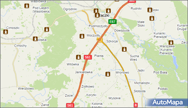 mapa Planta gmina Raczki, Planta gmina Raczki na mapie Targeo