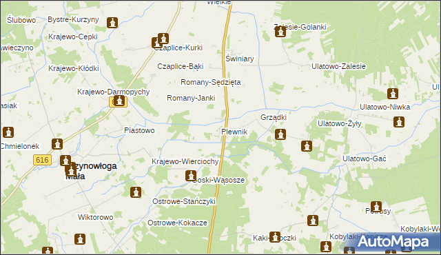 mapa Plewnik gmina Krzynowłoga Mała, Plewnik gmina Krzynowłoga Mała na mapie Targeo