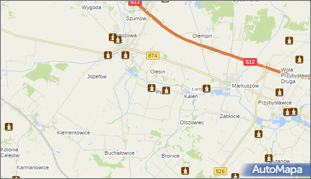 mapa Płonki, Płonki na mapie Targeo