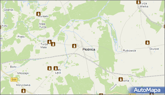 mapa Płośnica, Płośnica na mapie Targeo