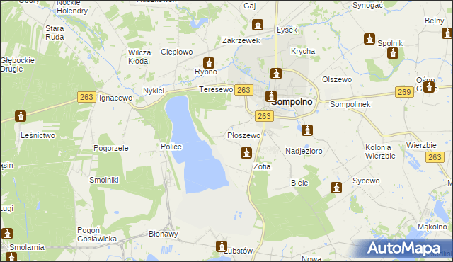 mapa Płoszewo, Płoszewo na mapie Targeo