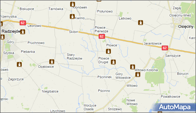 mapa Płowce Drugie, Płowce Drugie na mapie Targeo