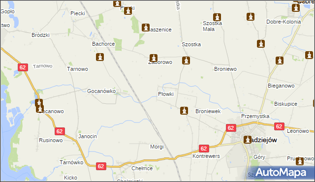 mapa Płowki, Płowki na mapie Targeo