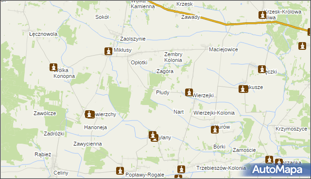 mapa Płudy gmina Trzebieszów, Płudy gmina Trzebieszów na mapie Targeo