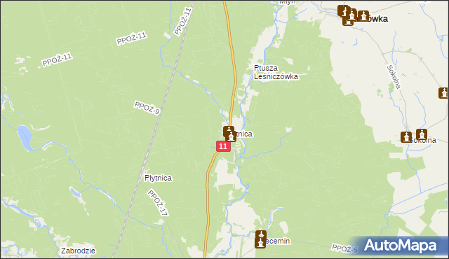 mapa Płytnica gmina Tarnówka, Płytnica gmina Tarnówka na mapie Targeo