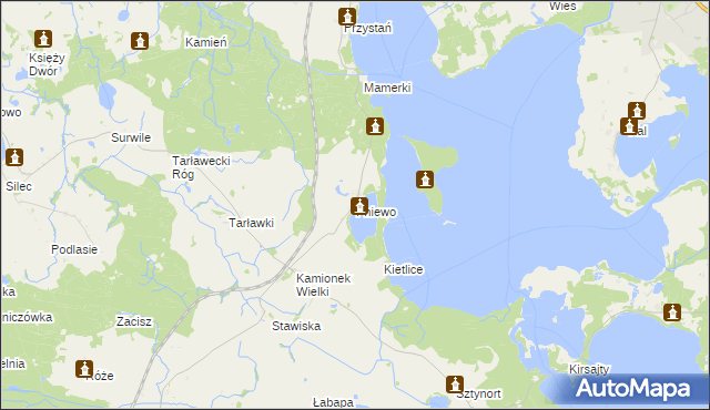 mapa Pniewo gmina Węgorzewo, Pniewo gmina Węgorzewo na mapie Targeo