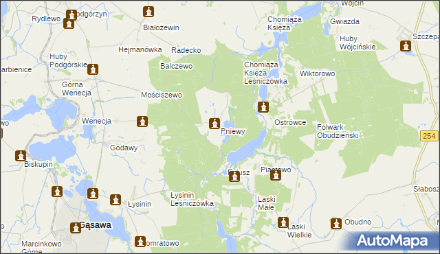 mapa Pniewy gmina Gąsawa, Pniewy gmina Gąsawa na mapie Targeo