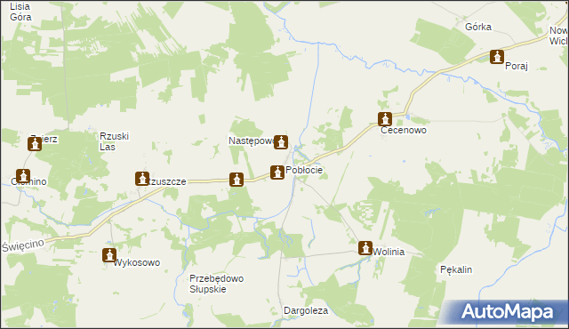 mapa Pobłocie gmina Główczyce, Pobłocie gmina Główczyce na mapie Targeo