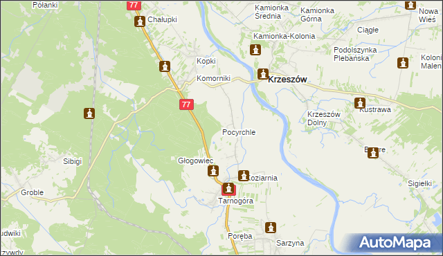 mapa Pocyrchle, Pocyrchle na mapie Targeo