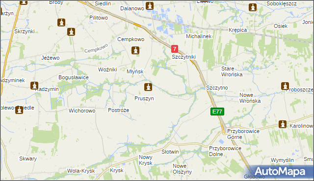 mapa Poczernin gmina Płońsk, Poczernin gmina Płońsk na mapie Targeo