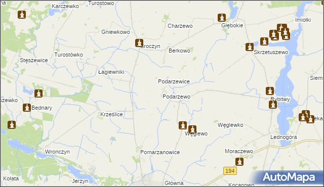 mapa Podarzewo, Podarzewo na mapie Targeo