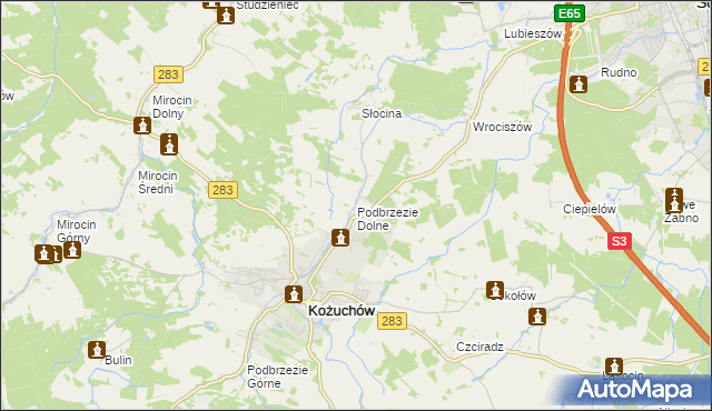 mapa Podbrzezie Dolne, Podbrzezie Dolne na mapie Targeo