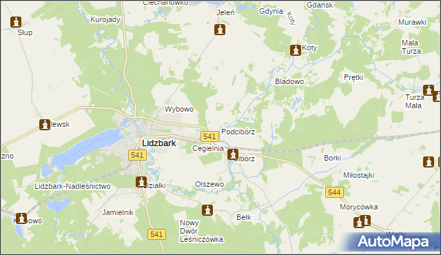 mapa Podcibórz, Podcibórz na mapie Targeo