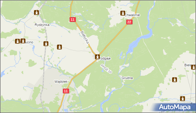 mapa Podgaje gmina Okonek, Podgaje gmina Okonek na mapie Targeo