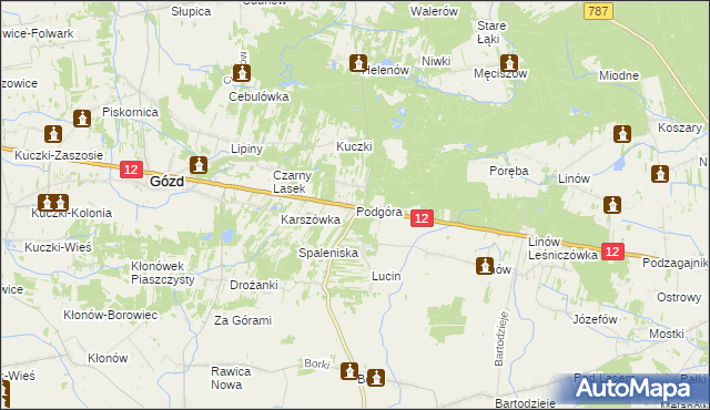 mapa Podgóra gmina Gózd, Podgóra gmina Gózd na mapie Targeo