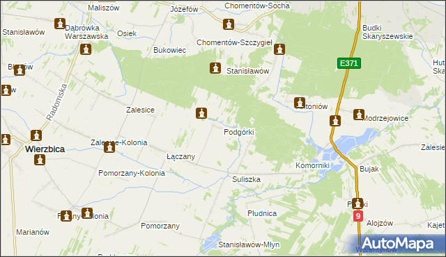 mapa Podgórki gmina Wierzbica, Podgórki gmina Wierzbica na mapie Targeo