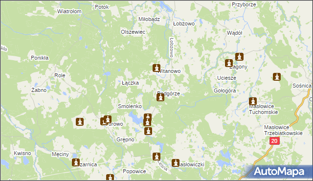 mapa Podgórze gmina Kołczygłowy, Podgórze gmina Kołczygłowy na mapie Targeo