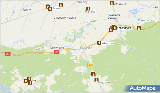 mapa Podgórze gmina Słońsk, Podgórze gmina Słońsk na mapie Targeo