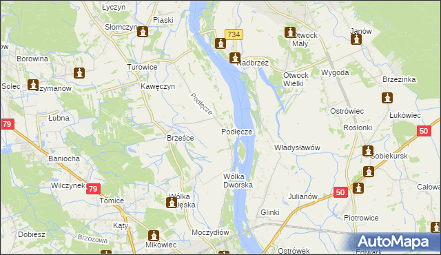 mapa Podłęcze gmina Góra Kalwaria, Podłęcze gmina Góra Kalwaria na mapie Targeo