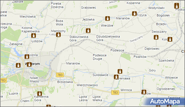 mapa Podlesice Drugie, Podlesice Drugie na mapie Targeo