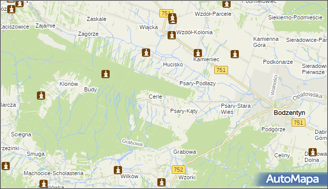 mapa Podlesie gmina Bodzentyn, Podlesie gmina Bodzentyn na mapie Targeo