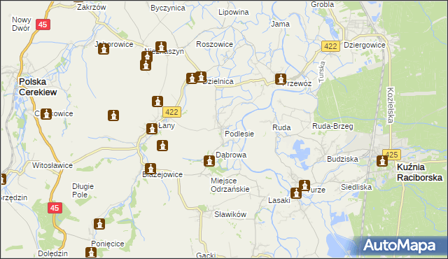 mapa Podlesie gmina Cisek, Podlesie gmina Cisek na mapie Targeo